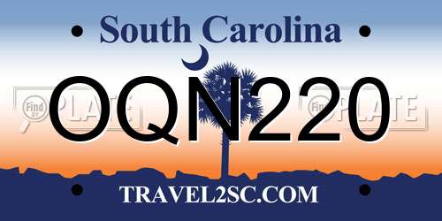 OQN220 South Carolina License Plate