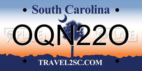 OQN22O South Carolina License Plate