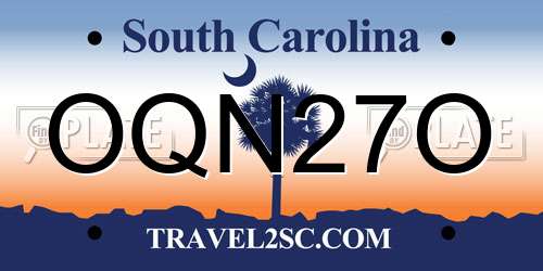 OQN27O South Carolina License Plate