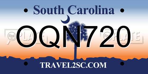 OQN720 South Carolina License Plate