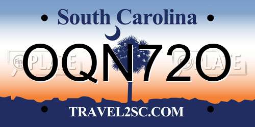 OQN72O South Carolina License Plate