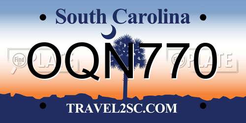 OQN770 South Carolina License Plate