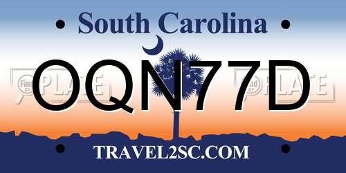 OQN77D South Carolina License Plate