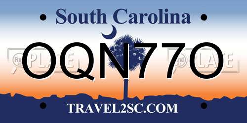 OQN77O South Carolina License Plate