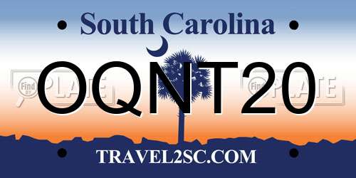 OQNT20 South Carolina License Plate