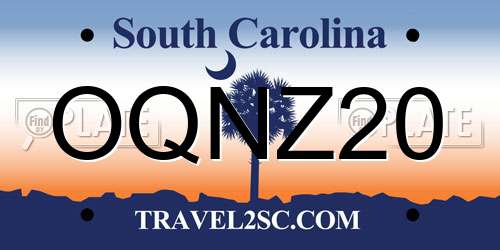 OQNZ20 South Carolina License Plate