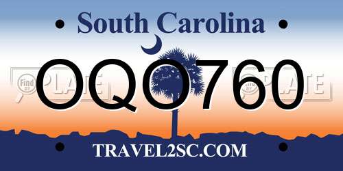 OQO760 South Carolina License Plate