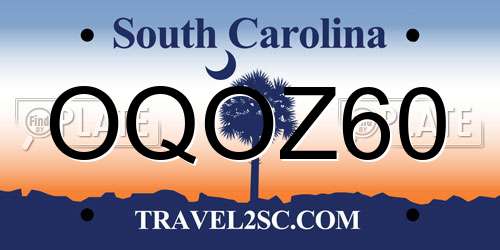 OQOZ60 South Carolina License Plate