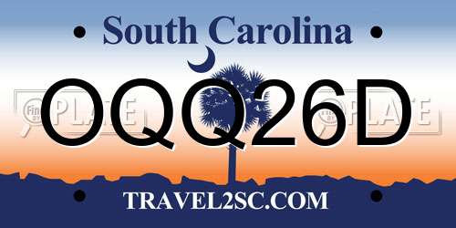 OQQ26D South Carolina License Plate