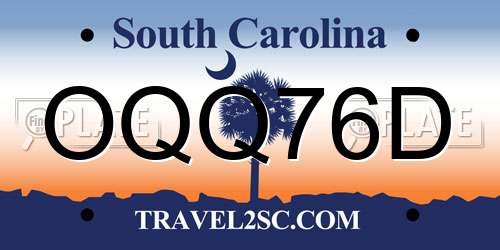 OQQ76D South Carolina License Plate