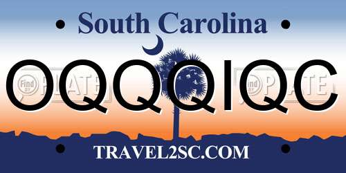 OQQQIQC South Carolina License Plate