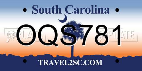 OQS781 South Carolina License Plate