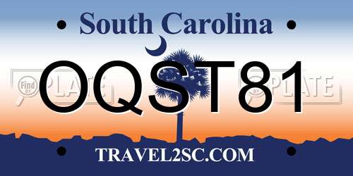 OQST81 South Carolina License Plate