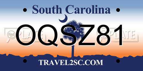 OQSZ81 South Carolina License Plate