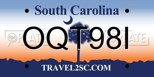 OQT98I South Carolina License Plate