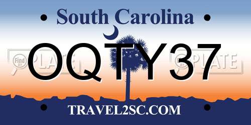OQTY37 South Carolina License Plate