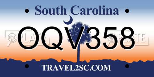 OQV358 South Carolina License Plate