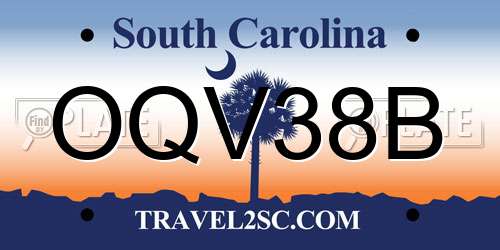 OQV38B South Carolina License Plate