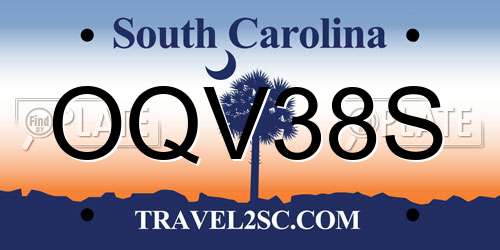 OQV38S South Carolina License Plate
