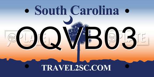 OQVB03 South Carolina License Plate