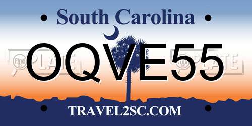 OQVE55 South Carolina License Plate