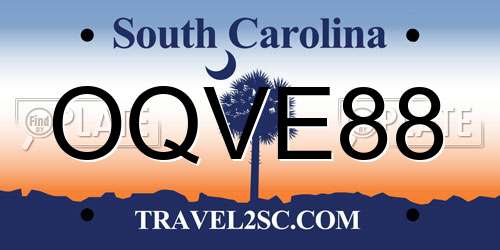 OQVE88 South Carolina License Plate