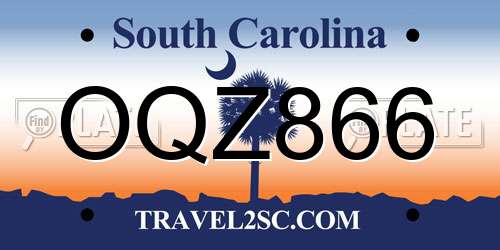 OQZ866 South Carolina License Plate