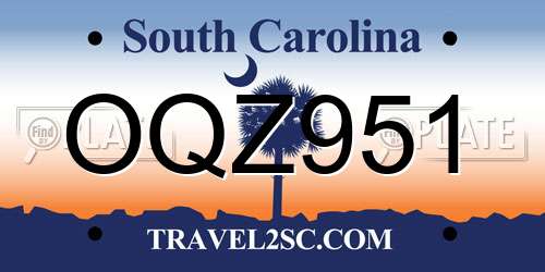 OQZ951 South Carolina License Plate