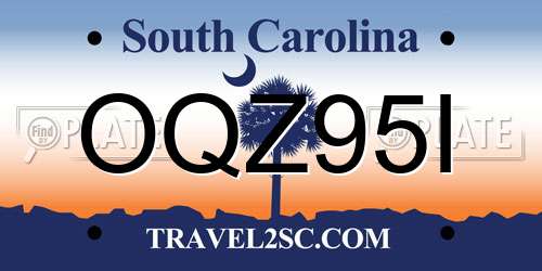 OQZ95I South Carolina License Plate