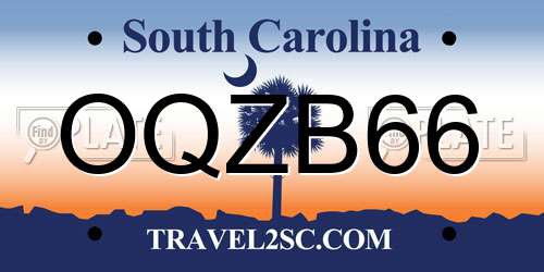 OQZB66 South Carolina License Plate