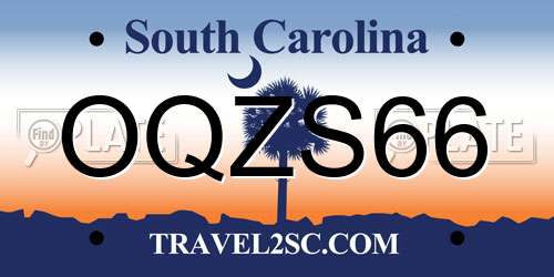 OQZS66 South Carolina License Plate