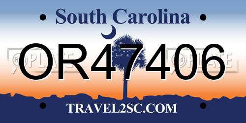 OR47406 South Carolina License Plate