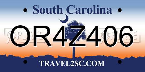 OR4Z406 South Carolina License Plate