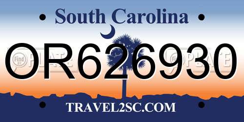 OR626930 South Carolina License Plate