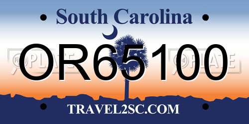 OR65100 South Carolina License Plate