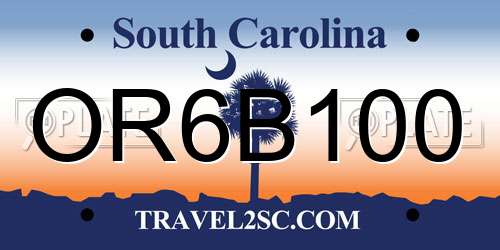 OR6B100 South Carolina License Plate