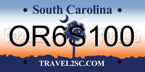 OR6S100 South Carolina License Plate
