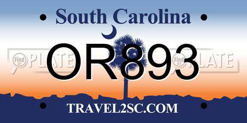 OR893 South Carolina License Plate