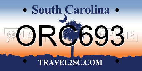 ORC693 South Carolina License Plate
