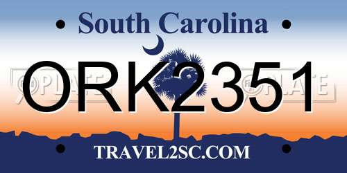 ORK2351 South Carolina License Plate