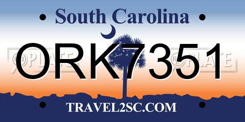 ORK7351 South Carolina License Plate