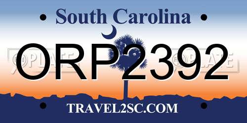 ORP2392 South Carolina License Plate