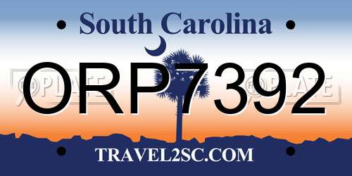 ORP7392 South Carolina License Plate