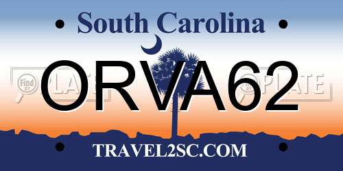 ORVA62 South Carolina License Plate