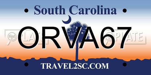 ORVA67 South Carolina License Plate