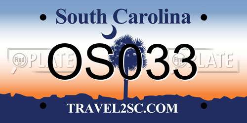 OS033 South Carolina License Plate