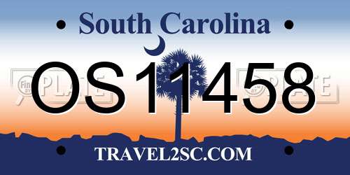 OS11458 South Carolina License Plate