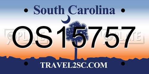 OS15757 South Carolina License Plate