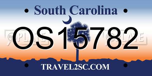 OS15782 South Carolina License Plate