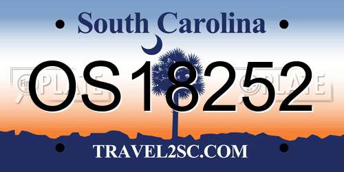 OS18252 South Carolina License Plate